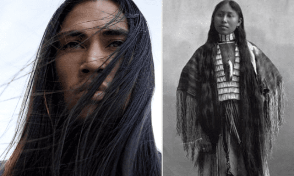  What color of hair did the native american have​ 