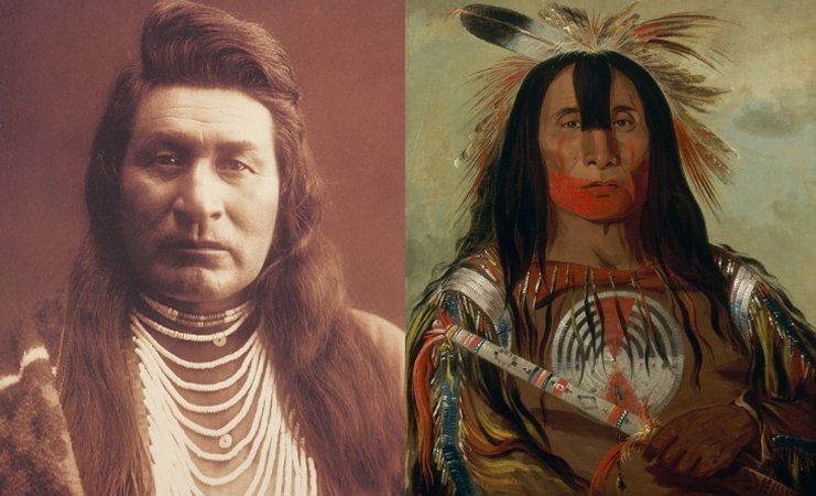  What color of hair did the native american have​ 